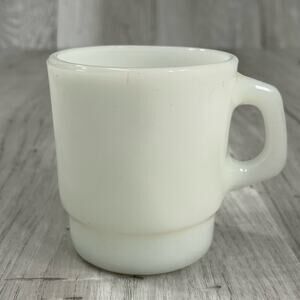 Vintage Anchor Hocking Milk Glass Oven Safe Stackable Small Mug Cup